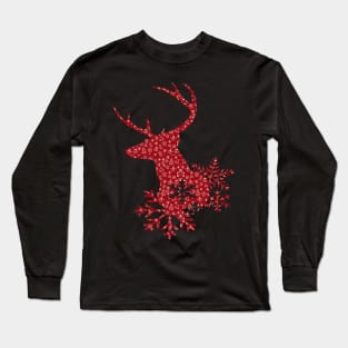 Red Christmas Pattern Deer Long Sleeve T-Shirt